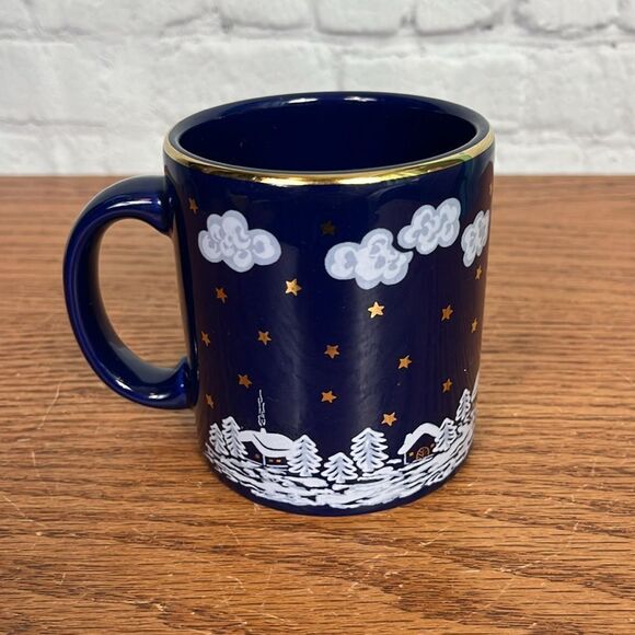 Waechtersbach Winter Dreams COFFEE MUG CUP Christmas Cobalt Blue W. Germany EUC - Picture 3 of 6